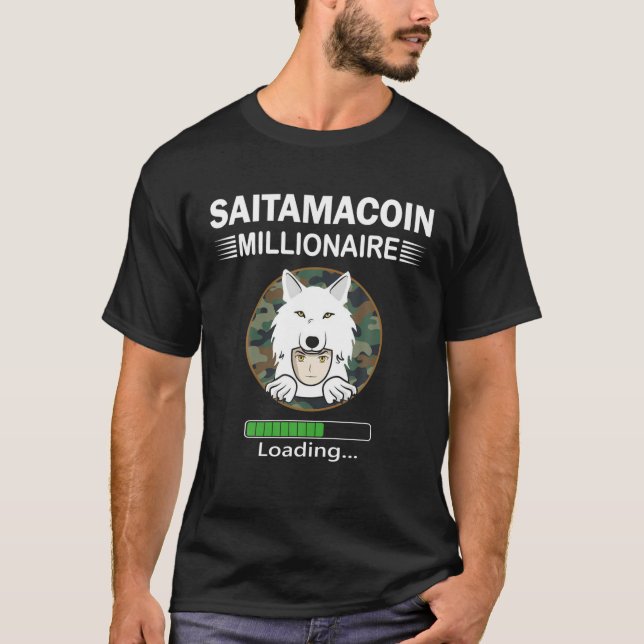 Camiseta Moedas De Saitama Moedas De Carga Milionária (Frente)