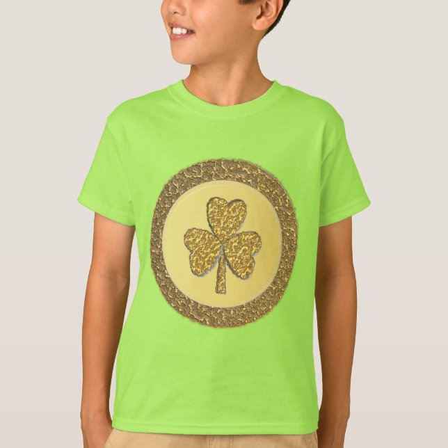 Camiseta Moedas Douradas de Shamrock irlandês sorte (Frente)