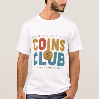 Camiseta Moedas e Clube de Comédia.