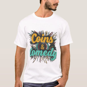 Camiseta moedas e comédia