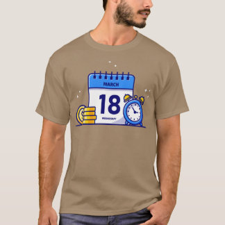 Camiseta Moedas E Relógios Dourados Do Calendário