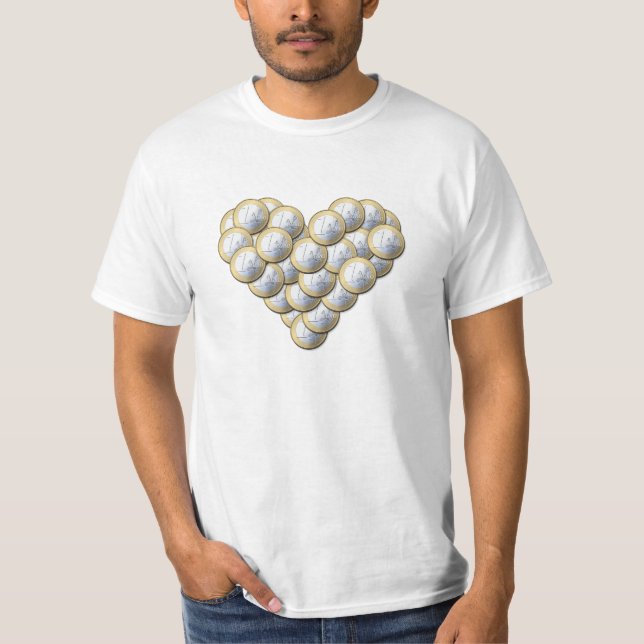 Camiseta Moedas em euros - padrão cardíaco - camisa, escolh (Frente)