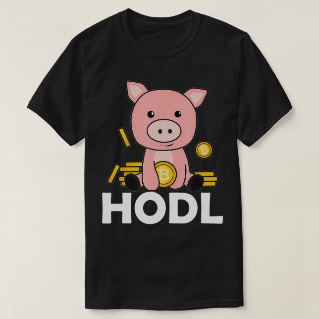Camiseta Moedas metálicas de cabeça do banco Bitmoeda Piggy (Frente do Design)