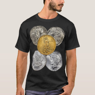 Camiseta Moedas RecolhaA era do Ouro das moedas dos EUA