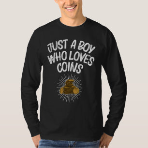Camiseta Moedas Recolhendo Rapazes Crianças Moedas Numismat