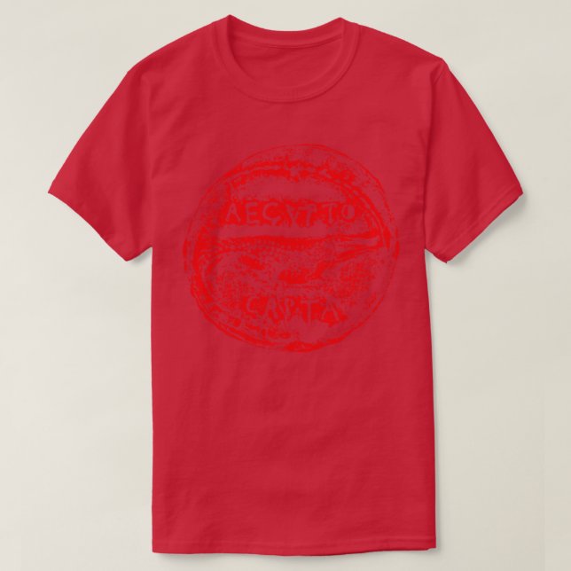 Camiseta Moedas Romanas Antigas Crocodilo Egípcio e Hippopo (Frente do Design)
