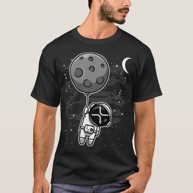 Camiseta Moedas Xrp Flutuantes Astronautas Para A Lua (Frente)