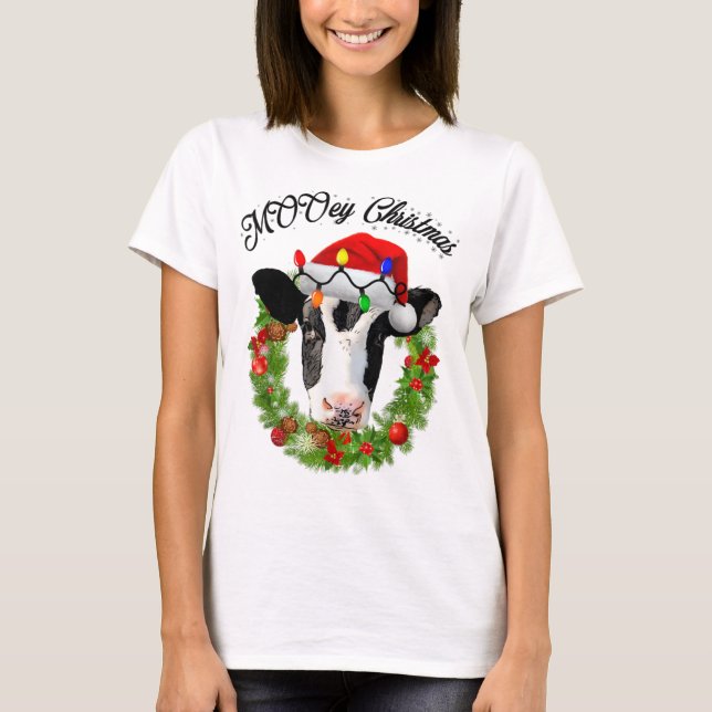 Camiseta Moey Feliz Fúria de Natal Luz-Chapéu Fofo (Frente)