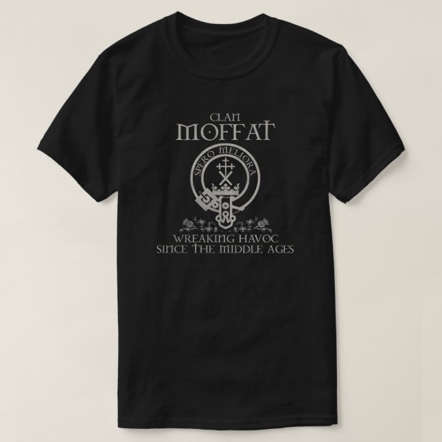 Camiseta Moffat Clan crest apelido escocês tartan Thistle (Frente do Design)