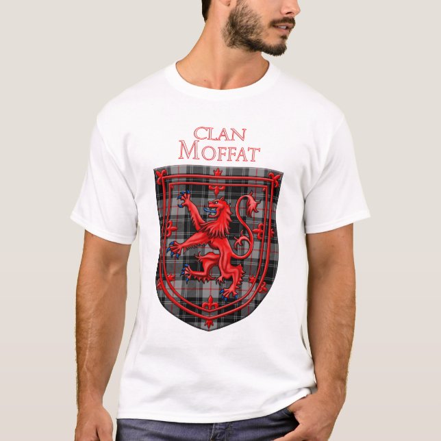 Camiseta Moffat Tartan Scottish Xadrez Lion Rampant (Frente)