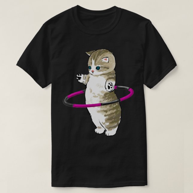 Camiseta Mofu Gato De Areia Que Desenha Brincando Com Hula  (Frente do Design)