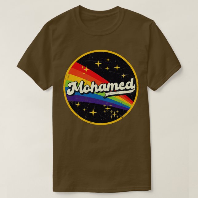 Camiseta Mohamed Rainbow No Espaço Vintage GrungeStyle (Frente do Design)