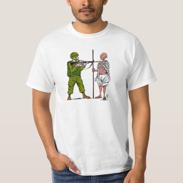 Camiseta Mohandas Gandhi contra a violência & a ocupação (Frente)