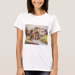 Camiseta Moinho de água em paisagem