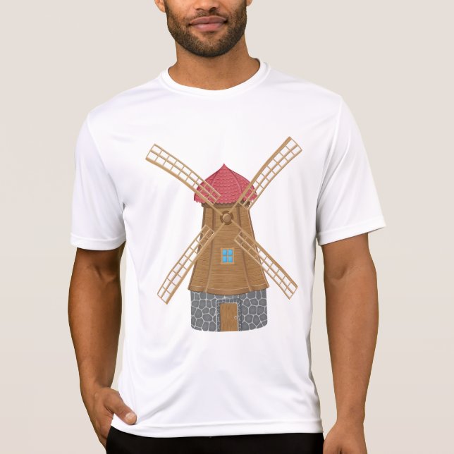 Camiseta Moinho de Vento de Madeira Rústico Tradicional (Frente)