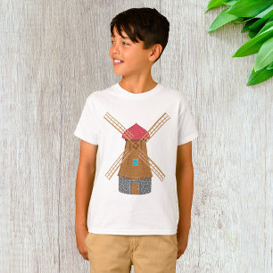 Camiseta Moinho de Vento de Madeira Rústico Tradicional