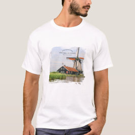 Camiseta Moinho de vento de Zaanse Schans Aquarela Patrimôn