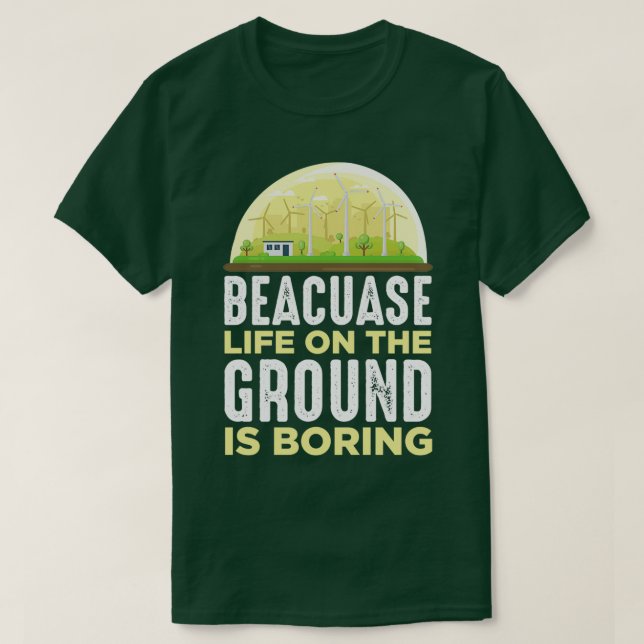 Camiseta Moinhos de vento de turbina de energia renovável (Frente do Design)
