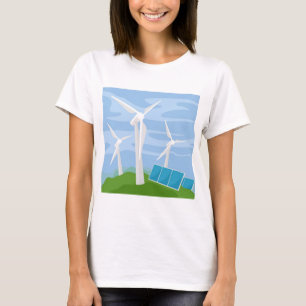 Camiseta Moinhos de vento e células solares