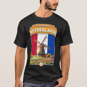 Camiseta Moinhos e Tulipas dos Países Baixos