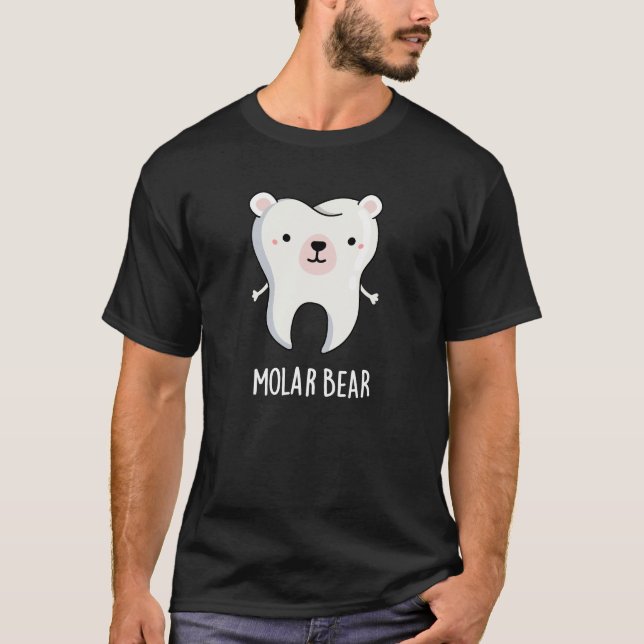 Camiseta Molar Bear Engraçado Tooth Escuro BG (Frente)