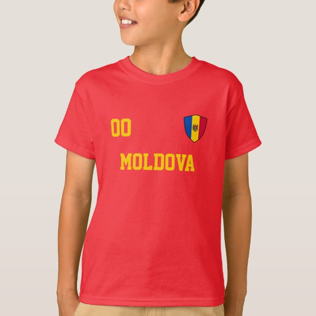 Camiseta Moldávia Custom Name & Number Football Kids Jersey (Frente)