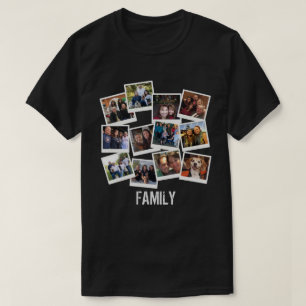 Camiseta Moldura de Colagem de Fotos Únicas da Família