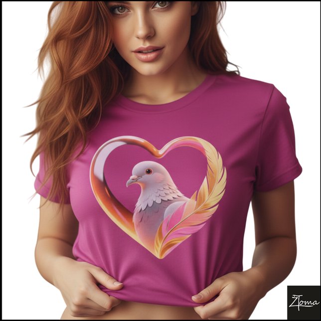 Camiseta Moldura de Coração Dove Pena Gráfica Neon (Sample design. Several style are available to choose from, with the option to add a name & color.
)