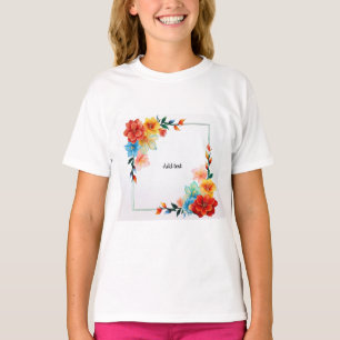 Camiseta Moldura de Flores Coloridas, MODELO, ADICIONAR TEX