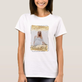 Camiseta Moldura de Folha de Ouro Mãe Gravidez de Foto