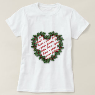 Camiseta Moldura de Foto de Coroa de Natal