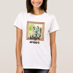 Camiseta Moldura de Foto Personalizada Mãe Abençoada