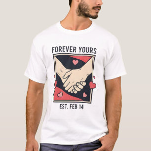 Camiseta Moldura Vintage de mãos dadas "Para Sempre Seu"