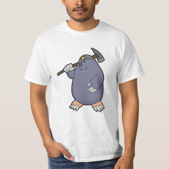 Camiseta Mole como agricultor com picaxe e destaque (Frente)