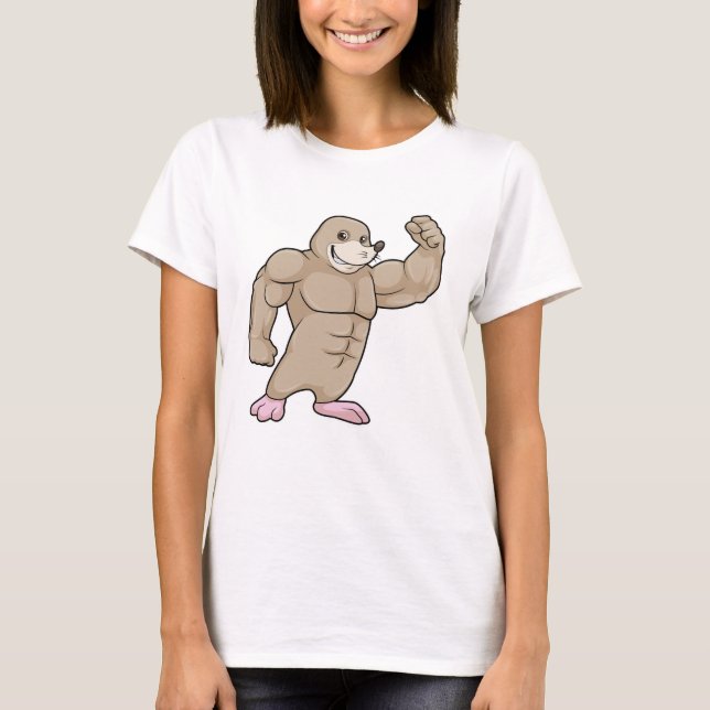 Camiseta Mole como Criador de Portos com Músculos Grandes (Frente)