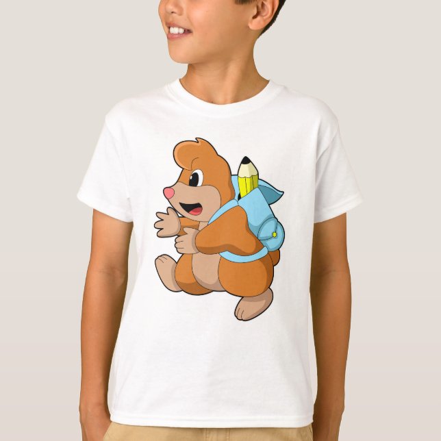 Camiseta Mole como estudante com mochila (Frente)