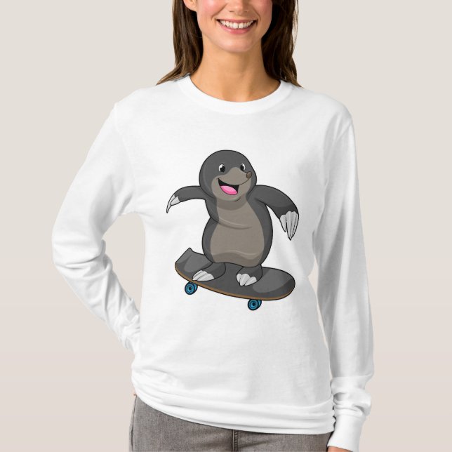 Camiseta Mole como skater com skate (Frente)