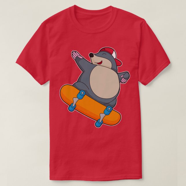 Camiseta Mole como skater com skate (Frente do Design)