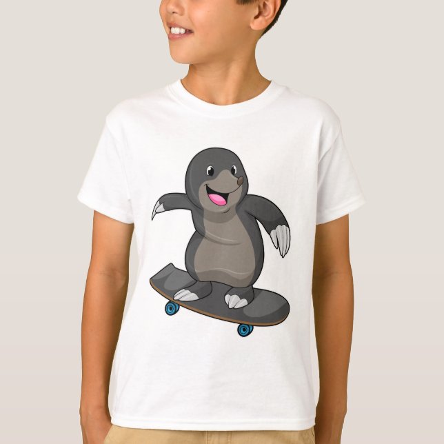 Camiseta Mole como skater com skate (Frente)