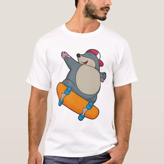 Camiseta Mole como skater com skate (Frente)