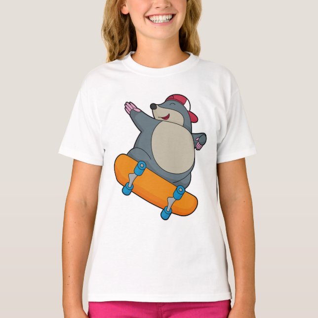 Camiseta Mole como skater com skate (Frente)