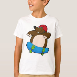 Camiseta Mole como skater com skate e capacete