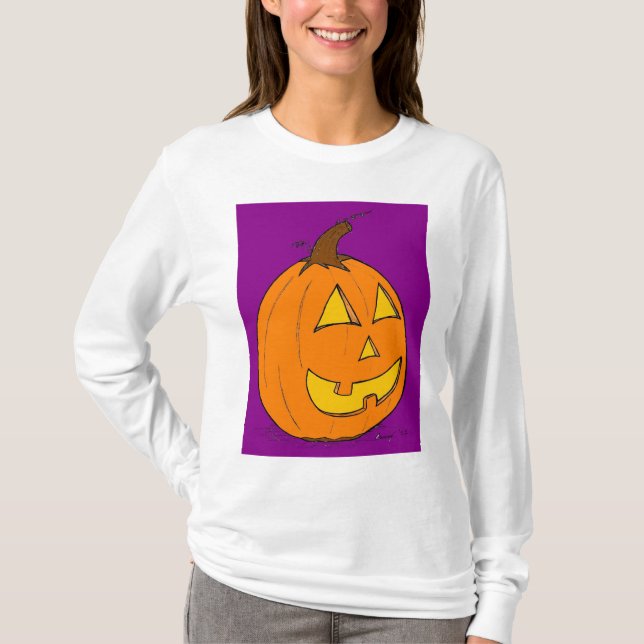 Camiseta Mole de Abóbora Roxo Feminino com Capuz (Frente)