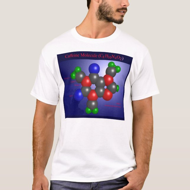 Camiseta Molécula da cafeína (parte dianteira) (Frente)