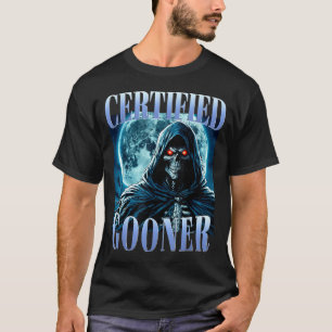 Camiseta Moleque Engraçado Meme de Esqueleto Gooner Certifi