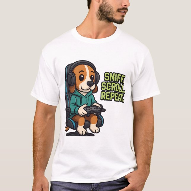 Camiseta Moletom de desenho animado de Beagle para jogos, d (Frente)