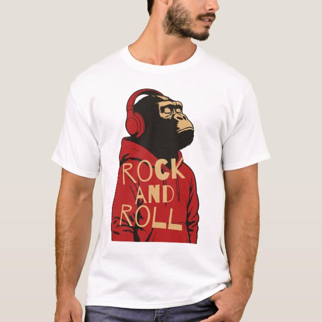 Camiseta Moletom de Rock And Roll de Gorila (Frente)