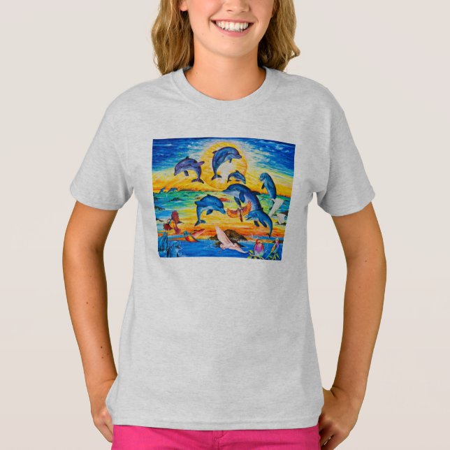 Camiseta Moletom Infantil Feminino Hanes ComfortBlend® (Frente)