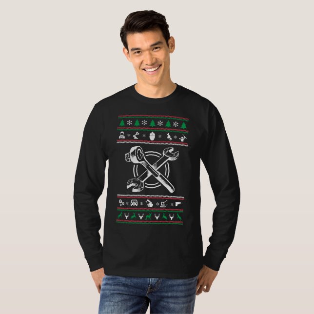 Camiseta Molhador mecânico feio Natal (Frente Completa)