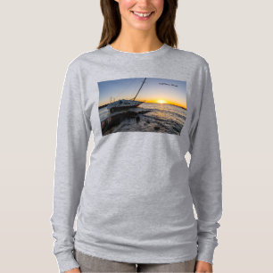 Camiseta Molhe de veleiro Gulf Breeze ao pôr do sol manga l